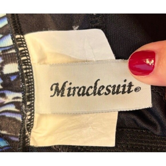 Miraclesuit Purr Fection Crossover One Piece Swimsuit Sz Small Blue Mesh Cutout - Picture 9 of 13